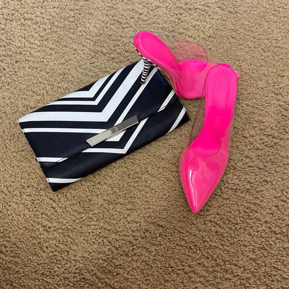 Pink Zebra Stripe Purse/Shoe Set